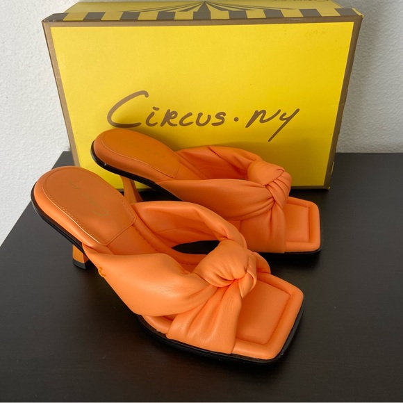 Sam Edelman Shoes - NIB Circus Sam Edelman Orange Sim Square Toe Heel Sandal